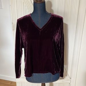 Eileen Fisher Purple Silk Velvet Draped Dolman Sleeve Blouse Size XXS New $278